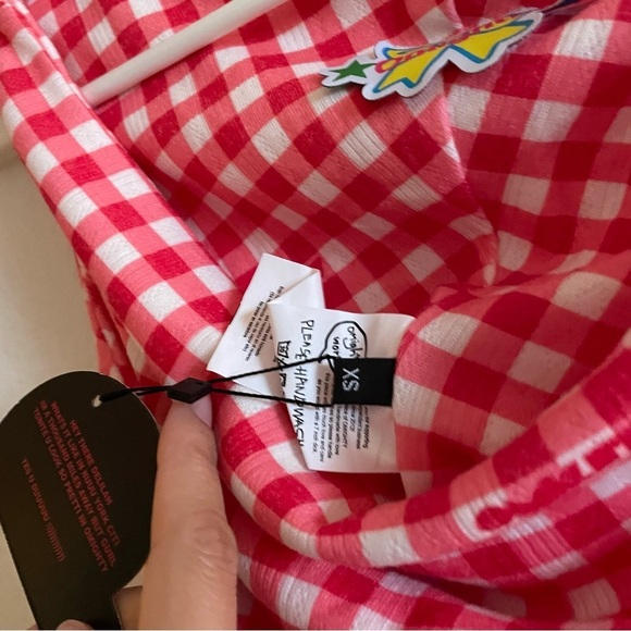 NWT! Omighty Gingham pointelle top in red checker print - Picture 5 of 11
